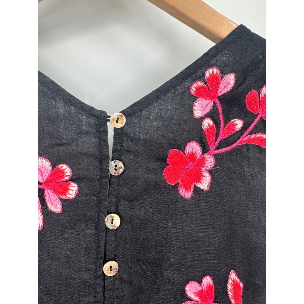 Johnny Was Embroidered Linen Top w
Small Black Pink Floral Paisley Sleeveless - Picture 8 of 9